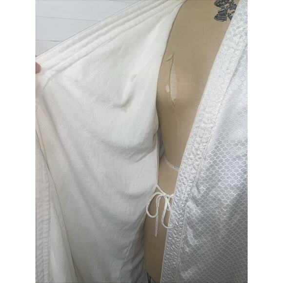 VTG 90s Gold Label Victoria's Secret Robe Terry Lined Satin Cream White Sz M/L - Picture 7 of 10